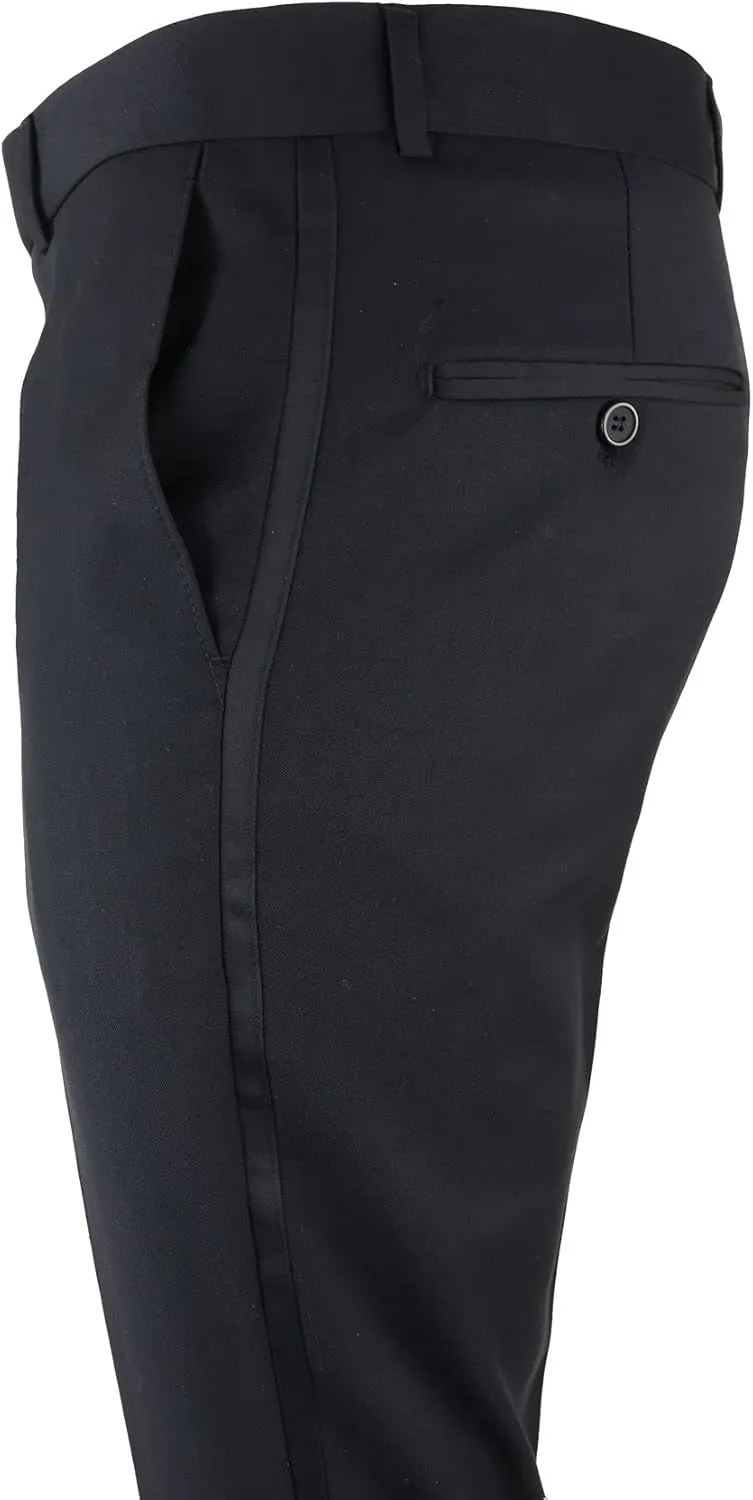 Mens Black Tuxedo Trousers Wedding Prom Stripe Satin Stripe Trouser Tux Classic