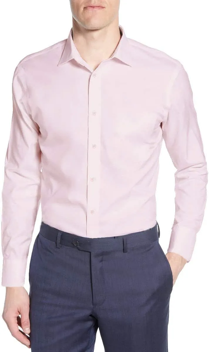 Men's Buttoned Solid Down Dress Shirt - Wrinkle-Free Long Sleeve Tailored Fit Premium Quality Lightweight Breathable Texture