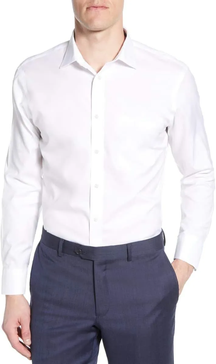 Men's Buttoned Solid Down Dress Shirt - Wrinkle-Free Long Sleeve Tailored Fit Premium Quality Lightweight Breathable Texture