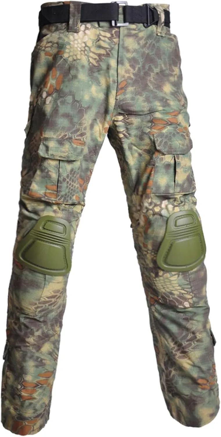 Men's Camouflage Assault/Tactical Pants With Knee Pads, Rip Stop Cargo Camo Hunting Pants