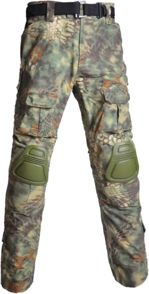 Men's Camouflage Assault/Tactical Pants With Knee Pads, Rip Stop Cargo Camo Hunting Pants