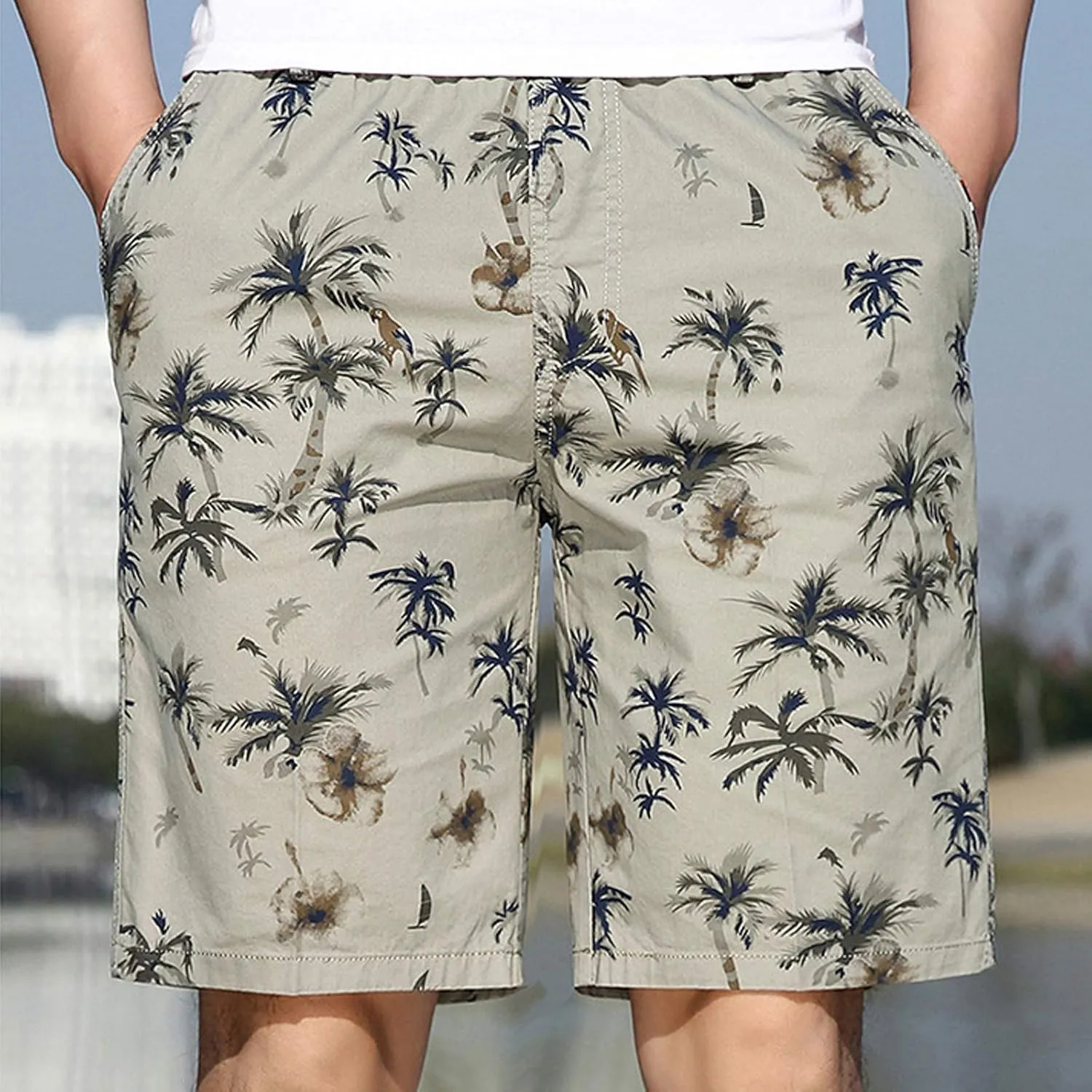 Mens Casual Cargo Shorts Printed Pants Fitness Bodybuilding Sports Men's Pants Men's Long Shorts for Camping Hiking