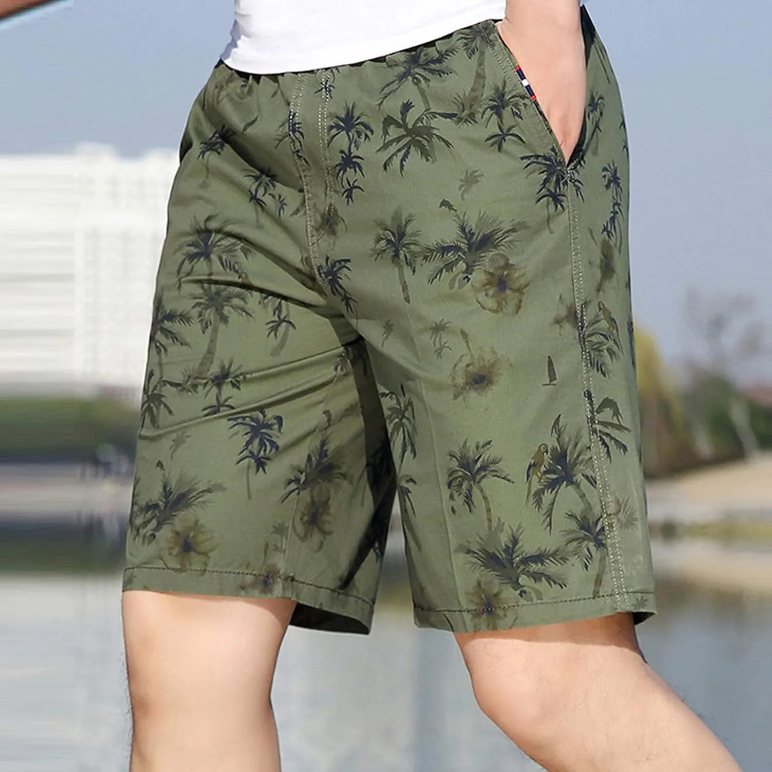 Mens Casual Cargo Shorts Printed Pants Fitness Bodybuilding Sports Men's Pants Men's Long Shorts for Camping Hiking