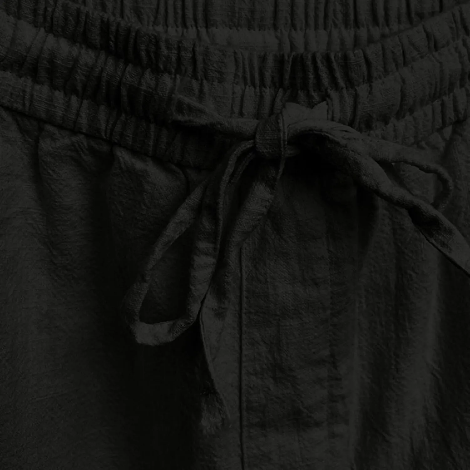 Mens Casual Linen Pants Loose Fit Straight Leg Elastic Waist Drawstring Trousers Summer Solid Beach Yoga Trouser