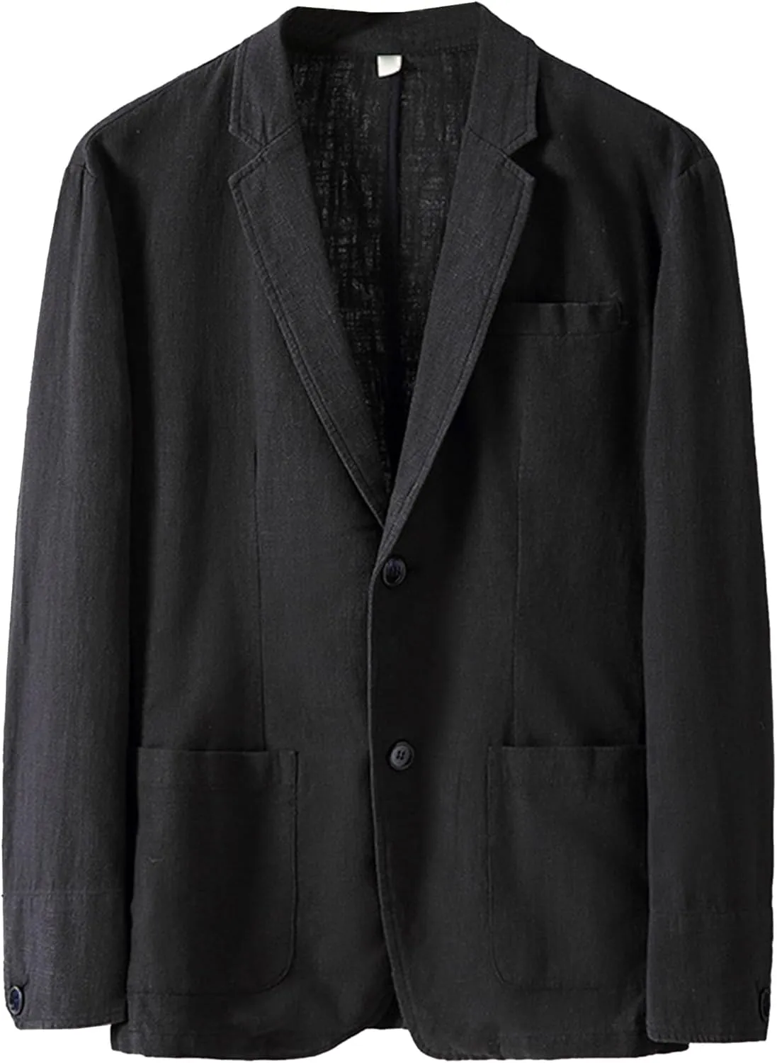Mens Casual Linen Suit Coat Regular Fit Two Buttons Blazer Coats Lightweight Slim Fit Suits Jackets