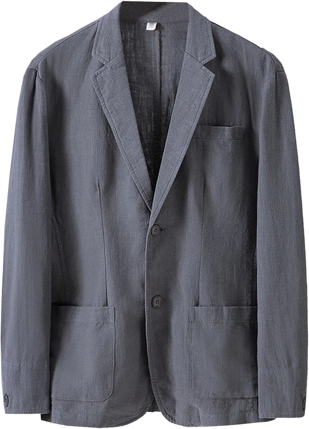 Mens Casual Linen Suit Coat Regular Fit Two Buttons Blazer Coats Lightweight Slim Fit Suits Jackets