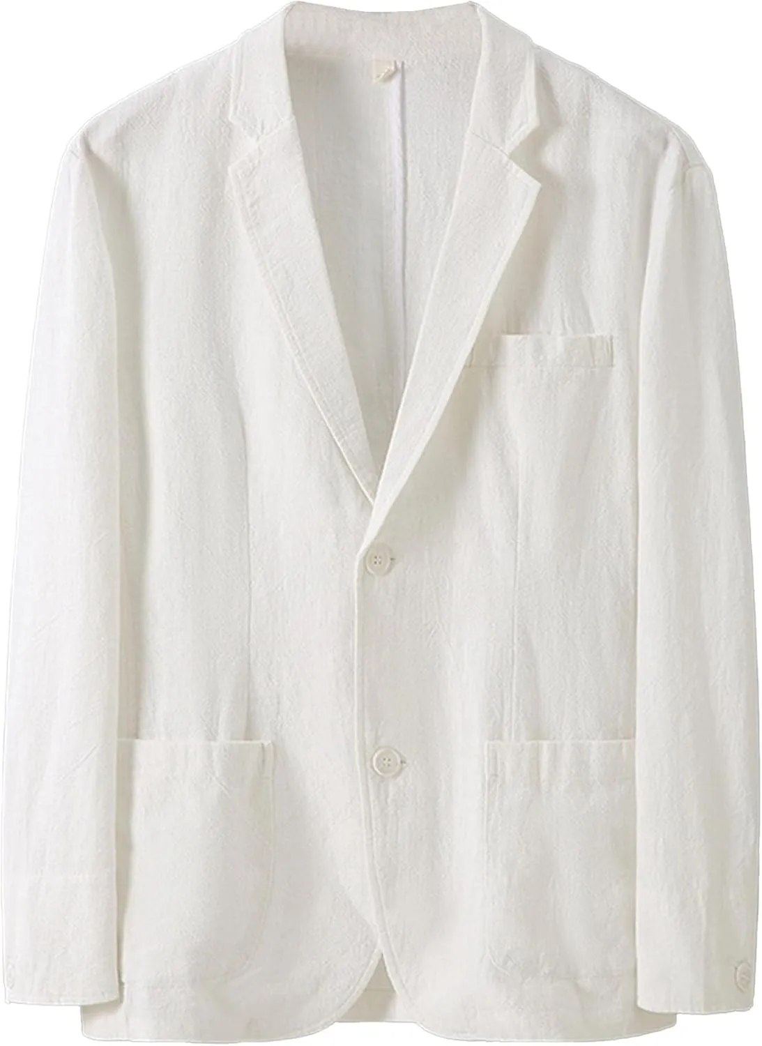 Mens Casual Linen Suit Coat Regular Fit Two Buttons Blazer Coats Lightweight Slim Fit Suits Jackets