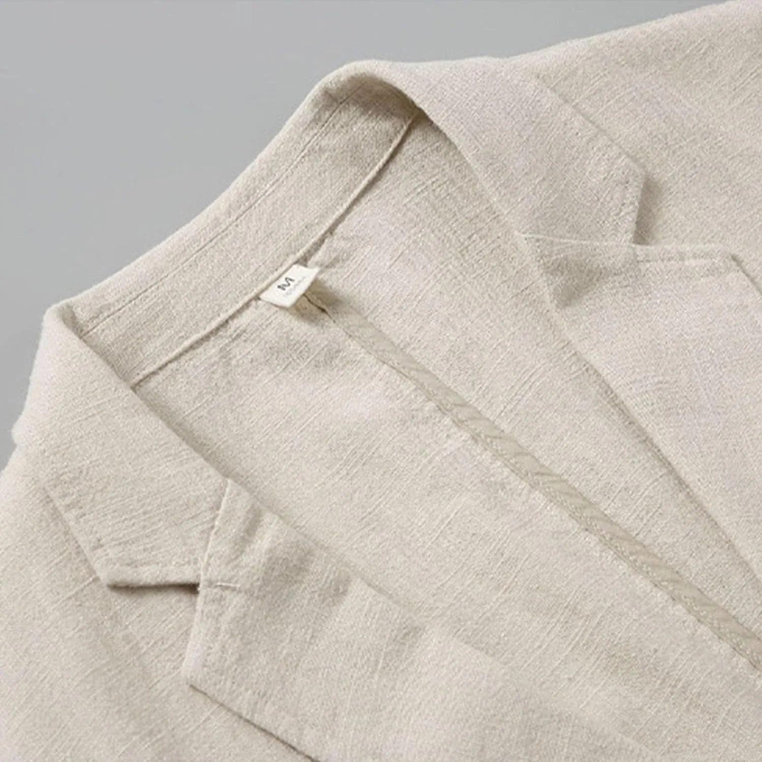 Mens Casual Linen Suit Coat Regular Fit Two Buttons Blazer Coats Lightweight Slim Fit Suits Jackets