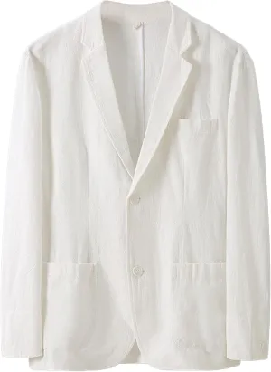 Mens Casual Linen Suit Coat Regular Fit Two Buttons Blazer Coats Lightweight Slim Fit Suits Jackets