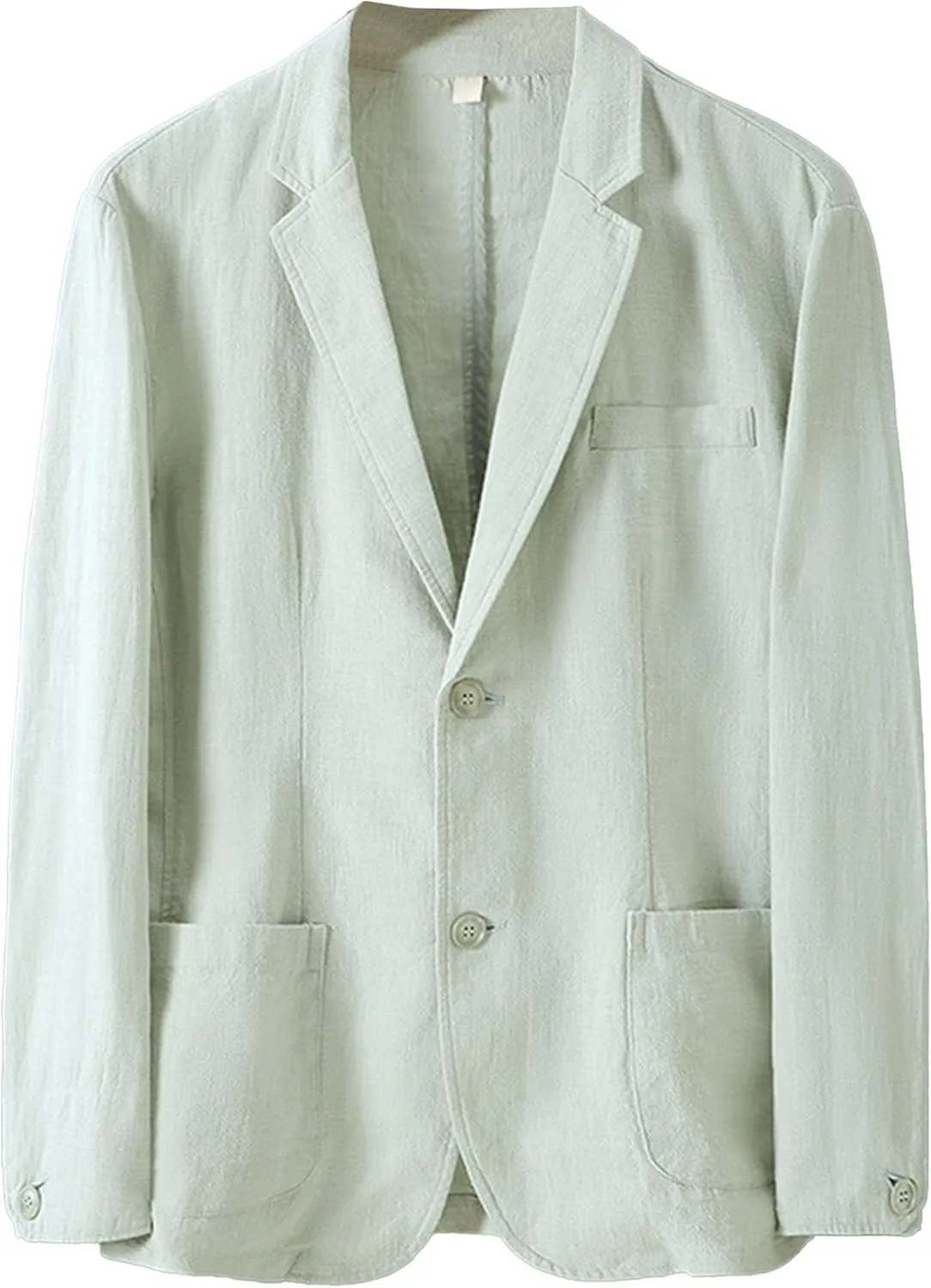 Mens Casual Linen Suit Coat Regular Fit Two Buttons Blazer Coats Lightweight Slim Fit Suits Jackets