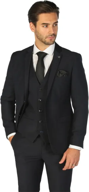 Men's Classic Tailored Fit Wedding Navy Blue Suit - 3 PC Formal Set Sold Separately