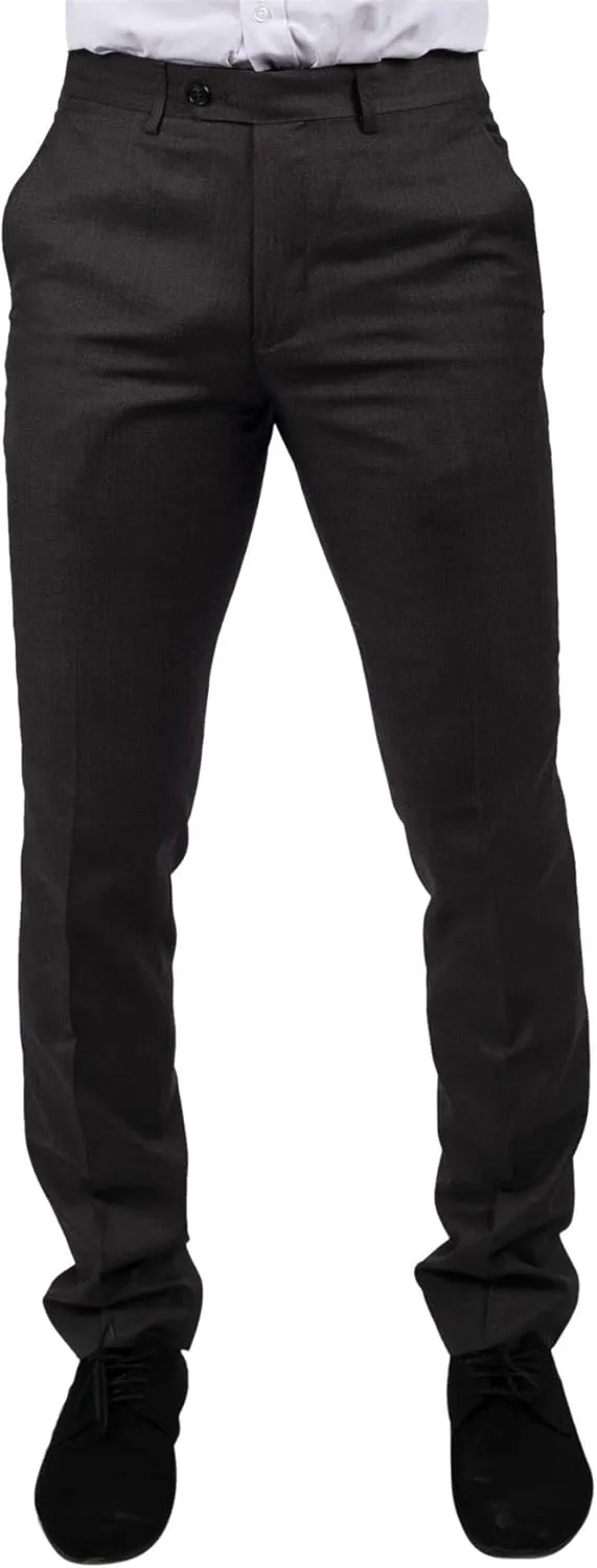 Mens Dark Grey Charcoal Trousers Classic Stitch Wedding Summer Prom Classic