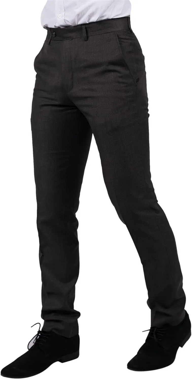 Mens Dark Grey Charcoal Trousers Classic Stitch Wedding Summer Prom Classic