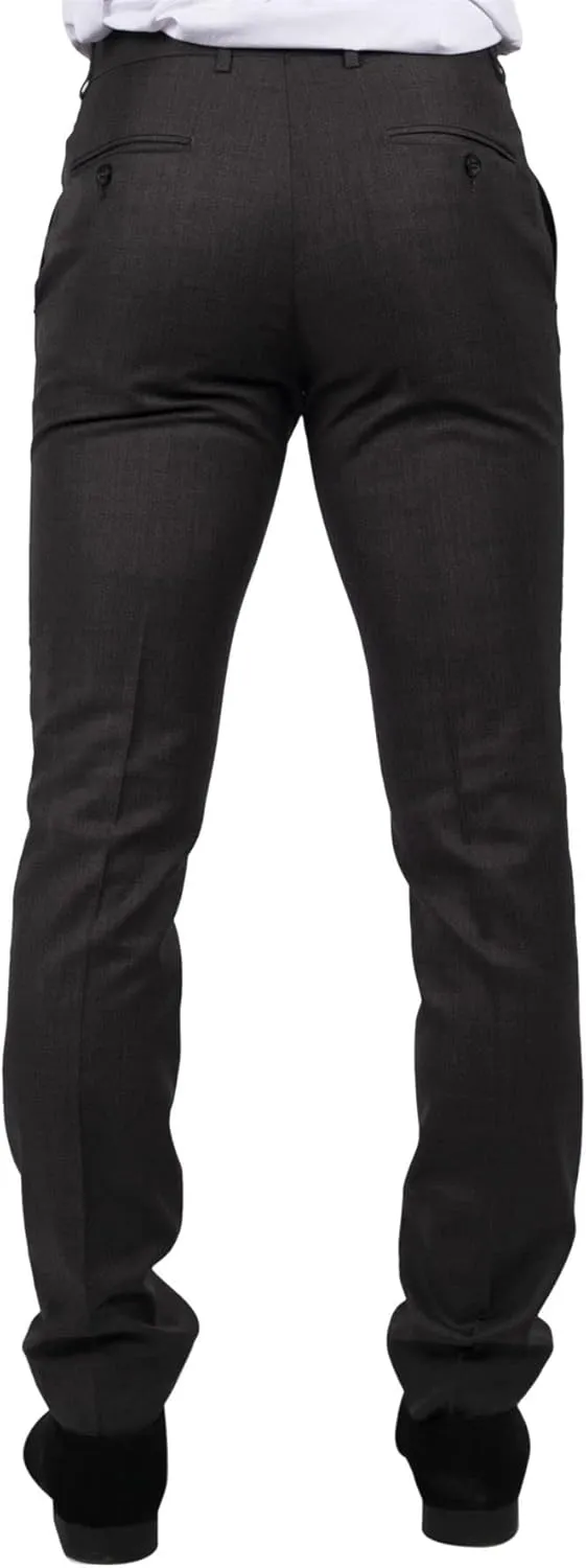 Mens Dark Grey Charcoal Trousers Classic Stitch Wedding Summer Prom Classic