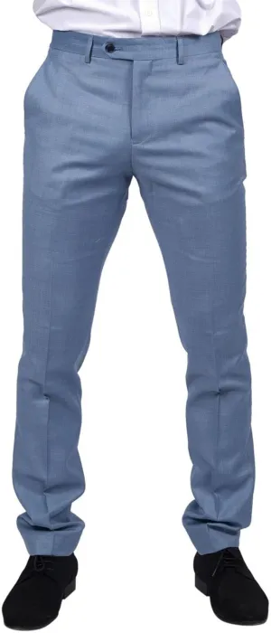 Mens Light Blue Sky Trousers Classic Stitch Wedding Summer Prom Classic
