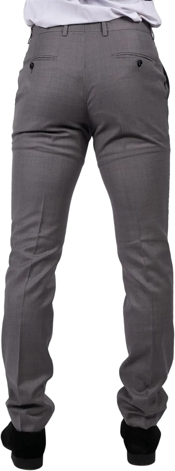 Mens Light Grey Trousers Classic Stitch Wedding Summer Prom Classic Grooms