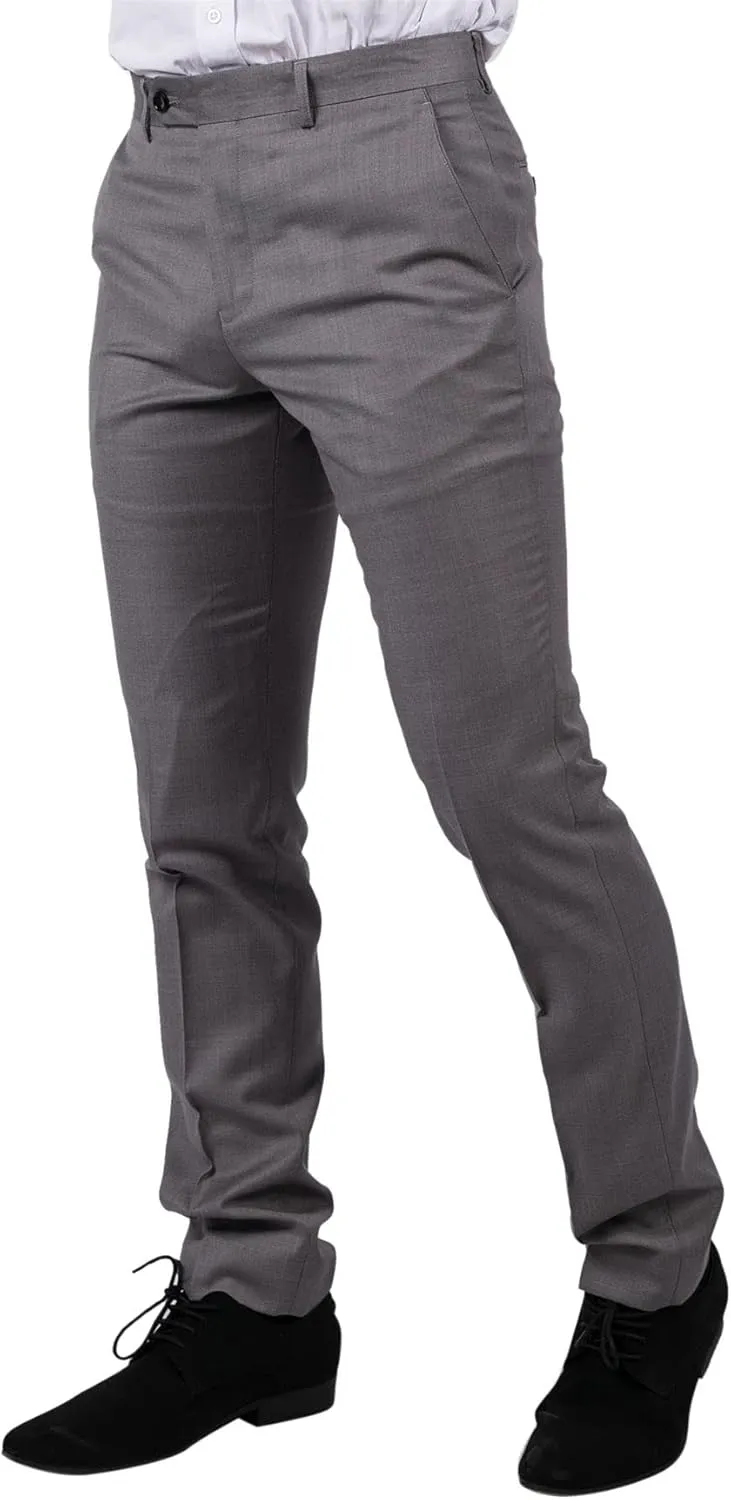 Mens Light Grey Trousers Classic Stitch Wedding Summer Prom Classic Grooms