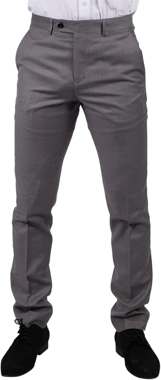 Mens Light Grey Trousers Classic Stitch Wedding Summer Prom Classic Grooms