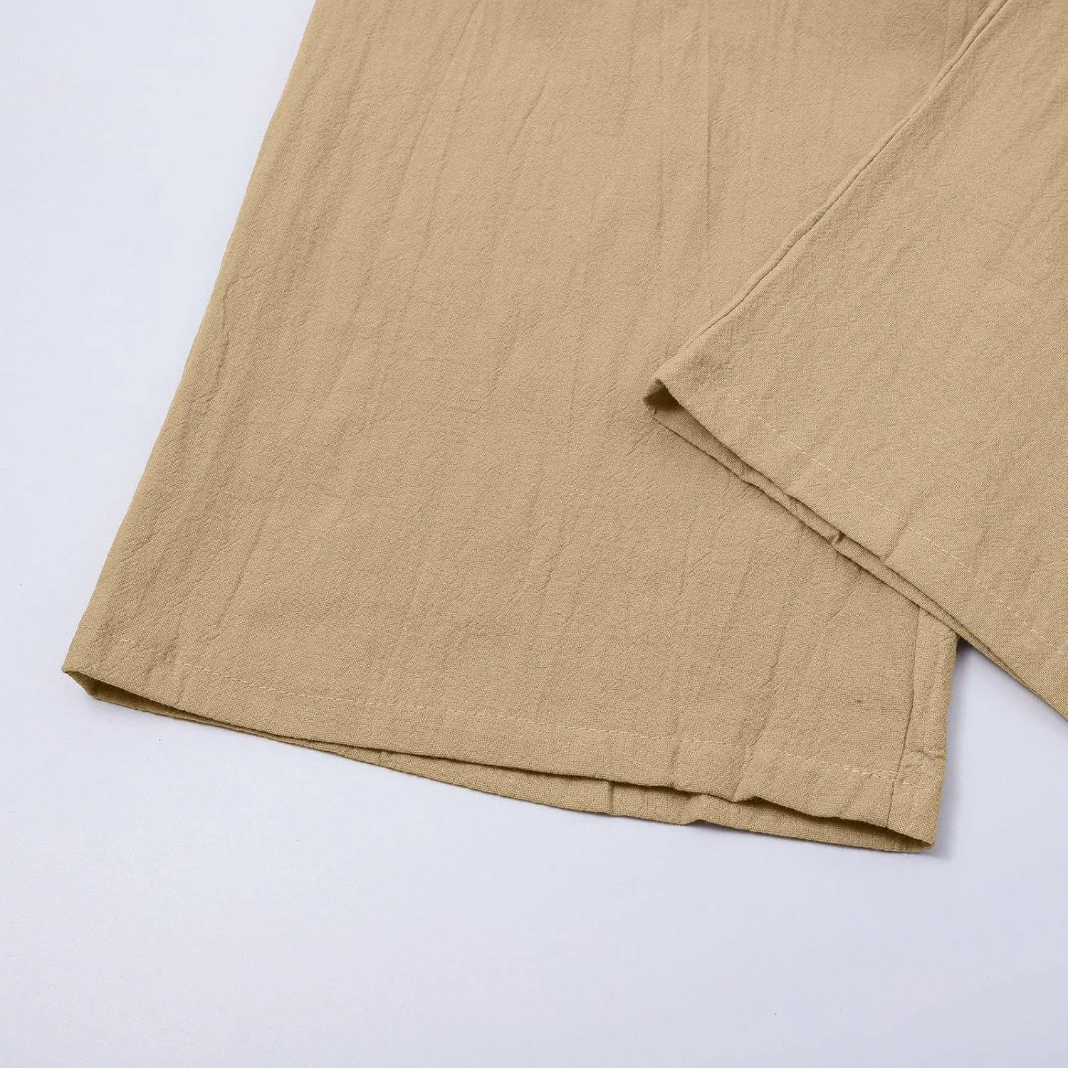 Mens Linen Beach Pants Big Tall Casual Elastic Waist Summer Beach Pants Lightweight Breathable Yoga Vacation Trouser