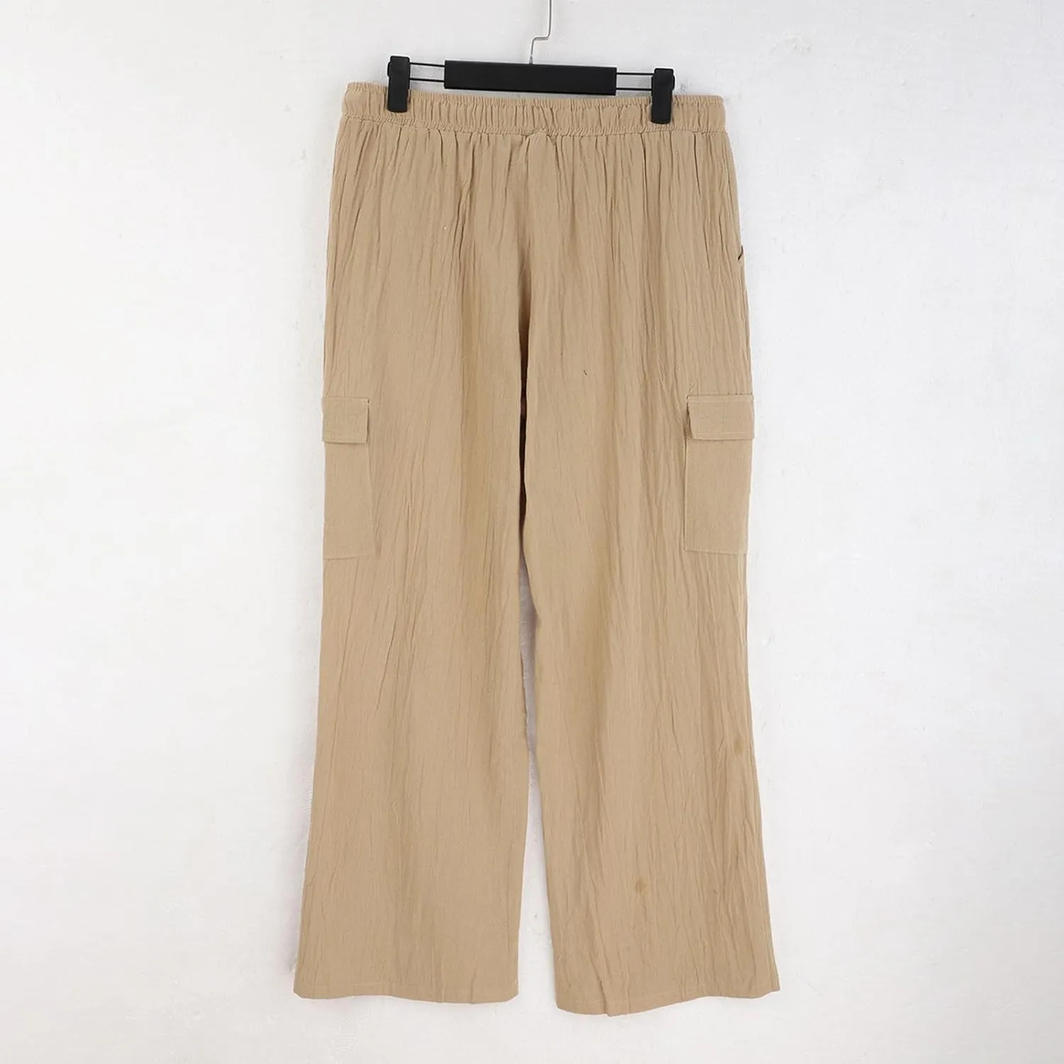 Mens Linen Beach Pants Big Tall Casual Elastic Waist Summer Beach Pants Lightweight Breathable Yoga Vacation Trouser
