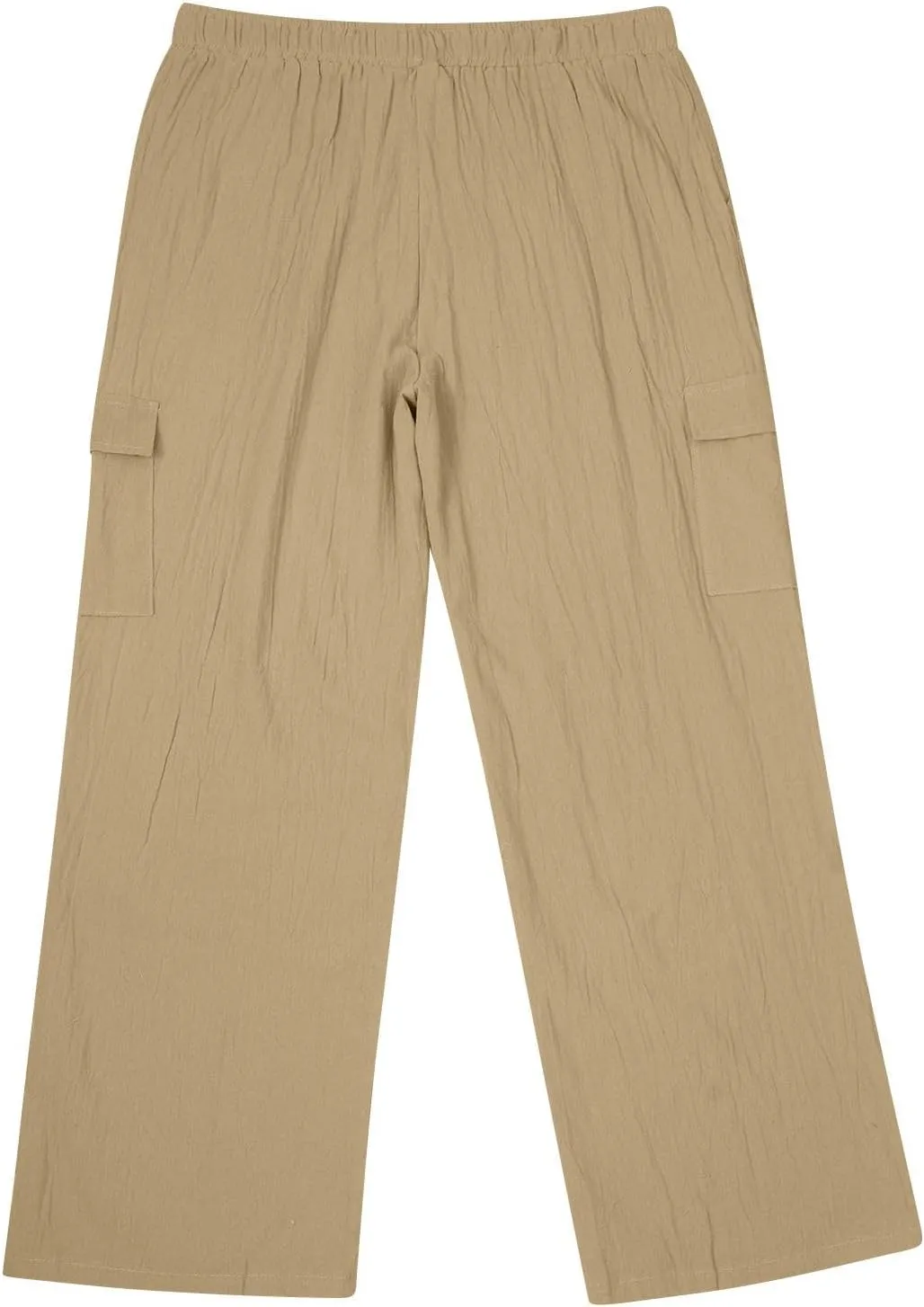 Mens Linen Beach Pants Big Tall Casual Elastic Waist Summer Beach Pants Lightweight Breathable Yoga Vacation Trouser