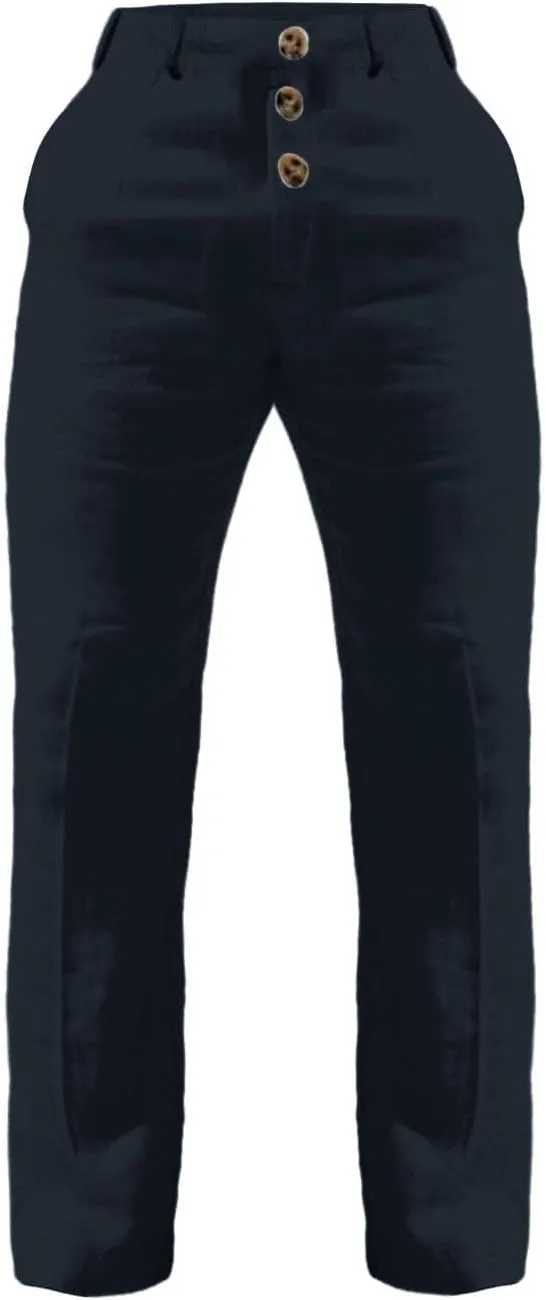 Mens Linen Pants Big and Tall Casual Elastic Waist Summer Beach Pants Lightweight Breathable Yoga Vacation Trousers
