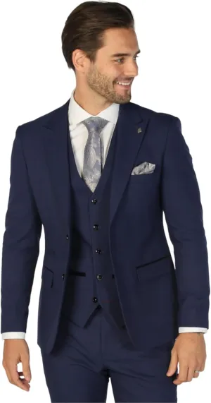 Mens Navy Blue 3 Piece Check Suit Sold Separately  Wedding Business Tailored Fit Set