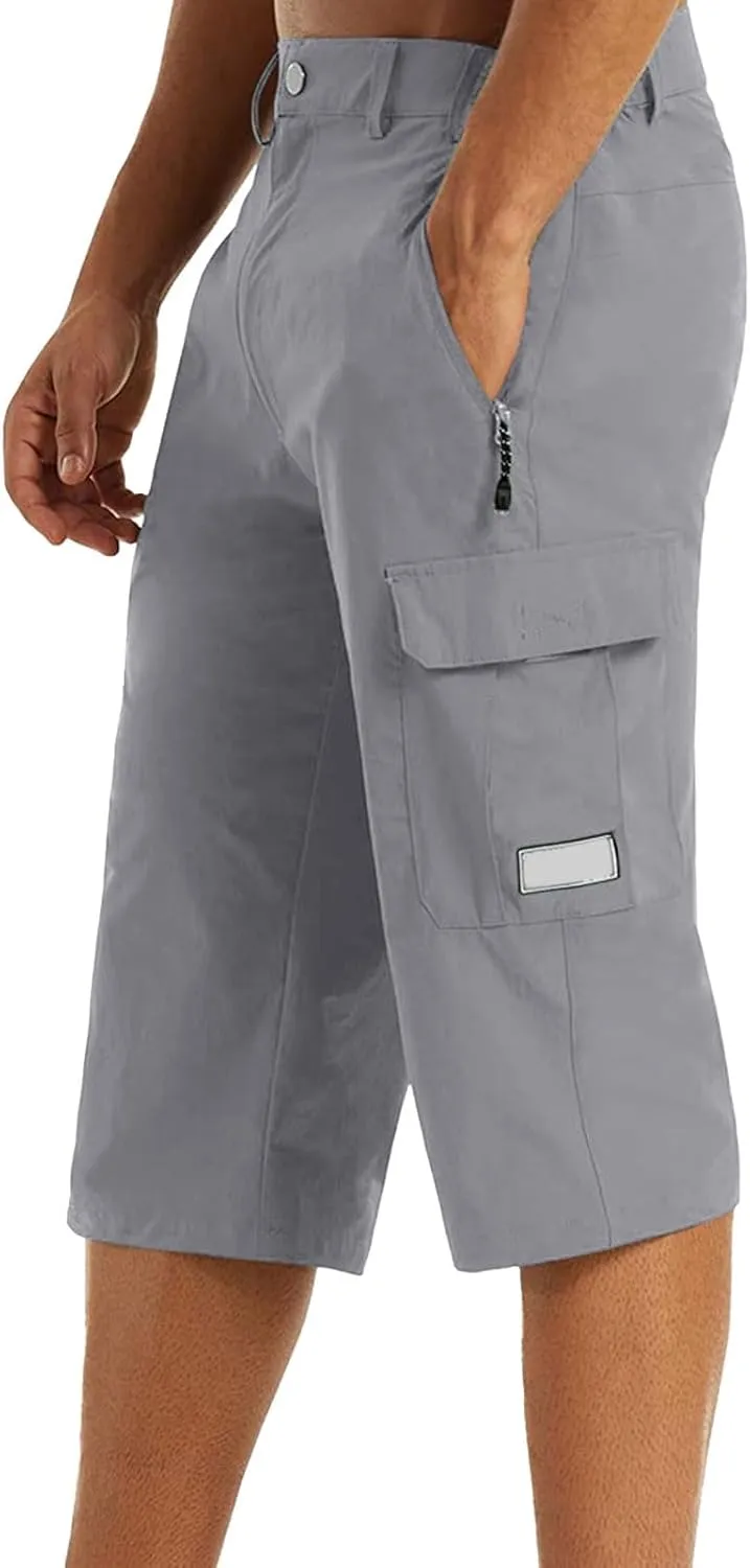 Mens Outdoor Thin Work Climbing Capris Quick Dry Lightweight 3/4 Hiking Walking Shorts Shorts ith Multi Pockets 2024 Fashion