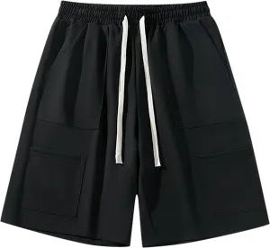 Mens Running Shorts Summer Fashion Loose Solid Color Quick Dry Workout Shorts Drawstring Lightweight Basketball Shorts