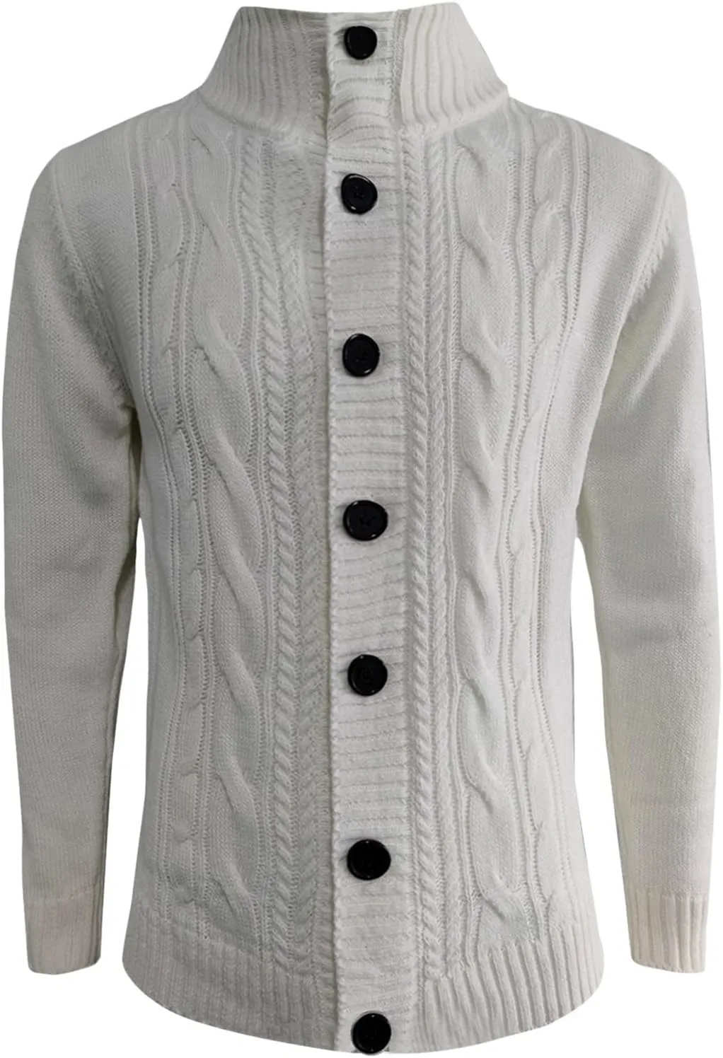 Mens Shawl Collar Cable Knitted Cardigan Sweaters Button Down Loose Fit Knitwear Open Front Sweaters Winter Outwear