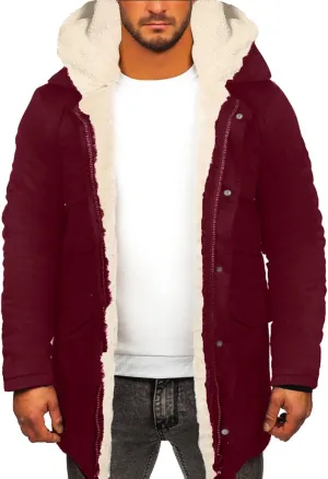 Men's Sherpa Lined Jacket with Hood Snaps Zipper Winter Thicken Warm Coats Casual Loose Stylish Shearling Faux Suede Jackets