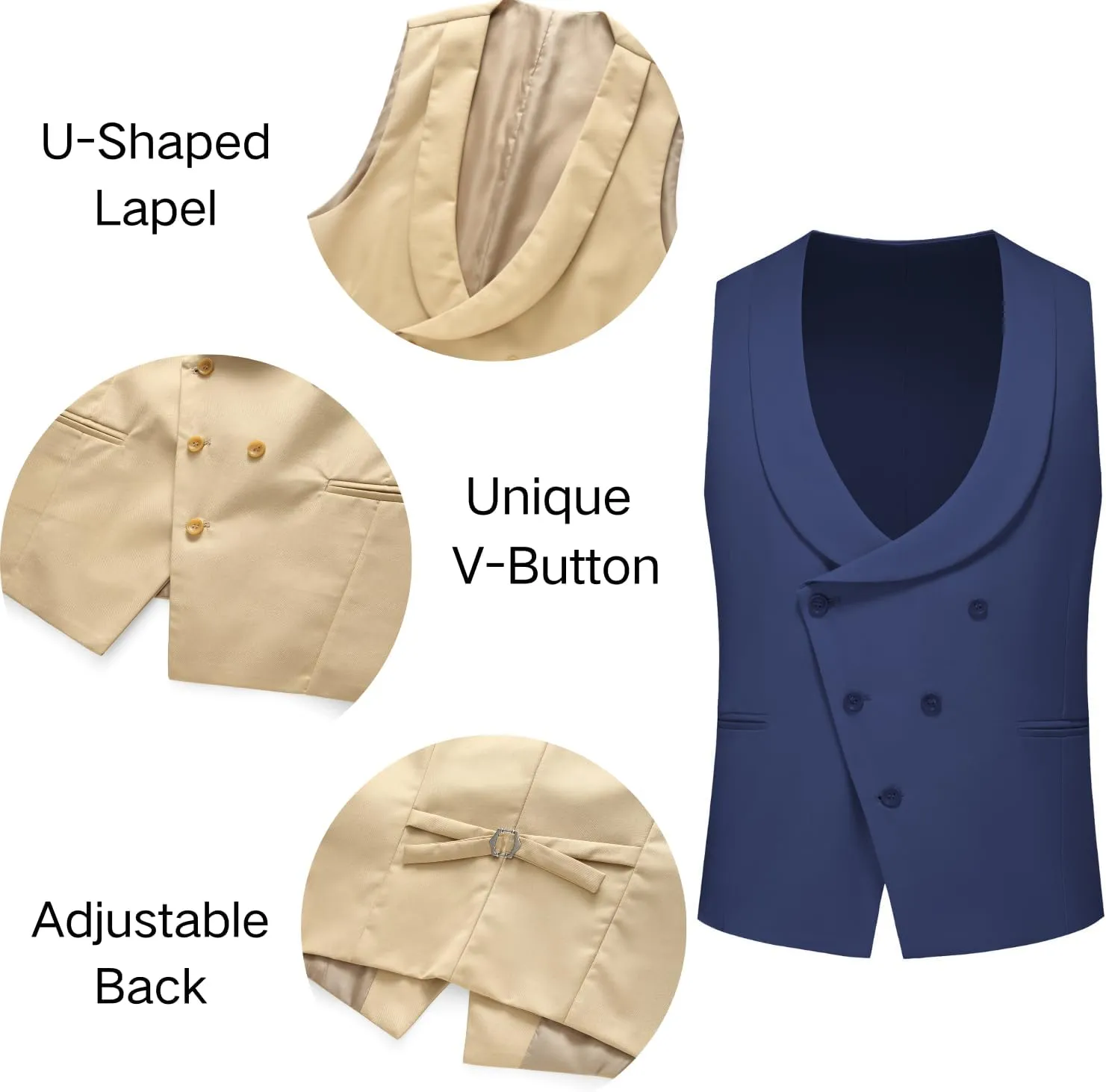 Men's Slim Fit 3-Piece Suit - One Button Wedding Prom Tuxedo, Includes Blazer, Vest, and Pants