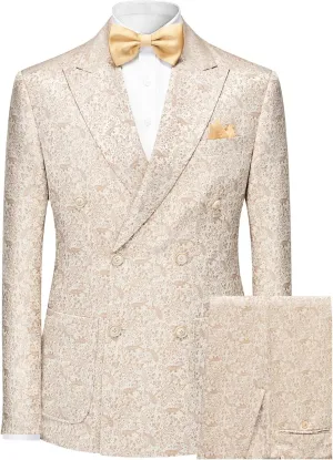 Men's Slim Fit Suits Jacquard Tuxedo for Men Business Wedding Party