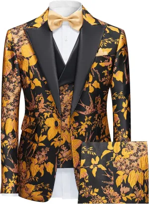 Men's Slim Fit Suits Jacquard Tuxedo for Men Business Wedding Party