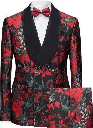 Men's Slim Fit Suits Jacquard Tuxedo for Men Business Wedding Party