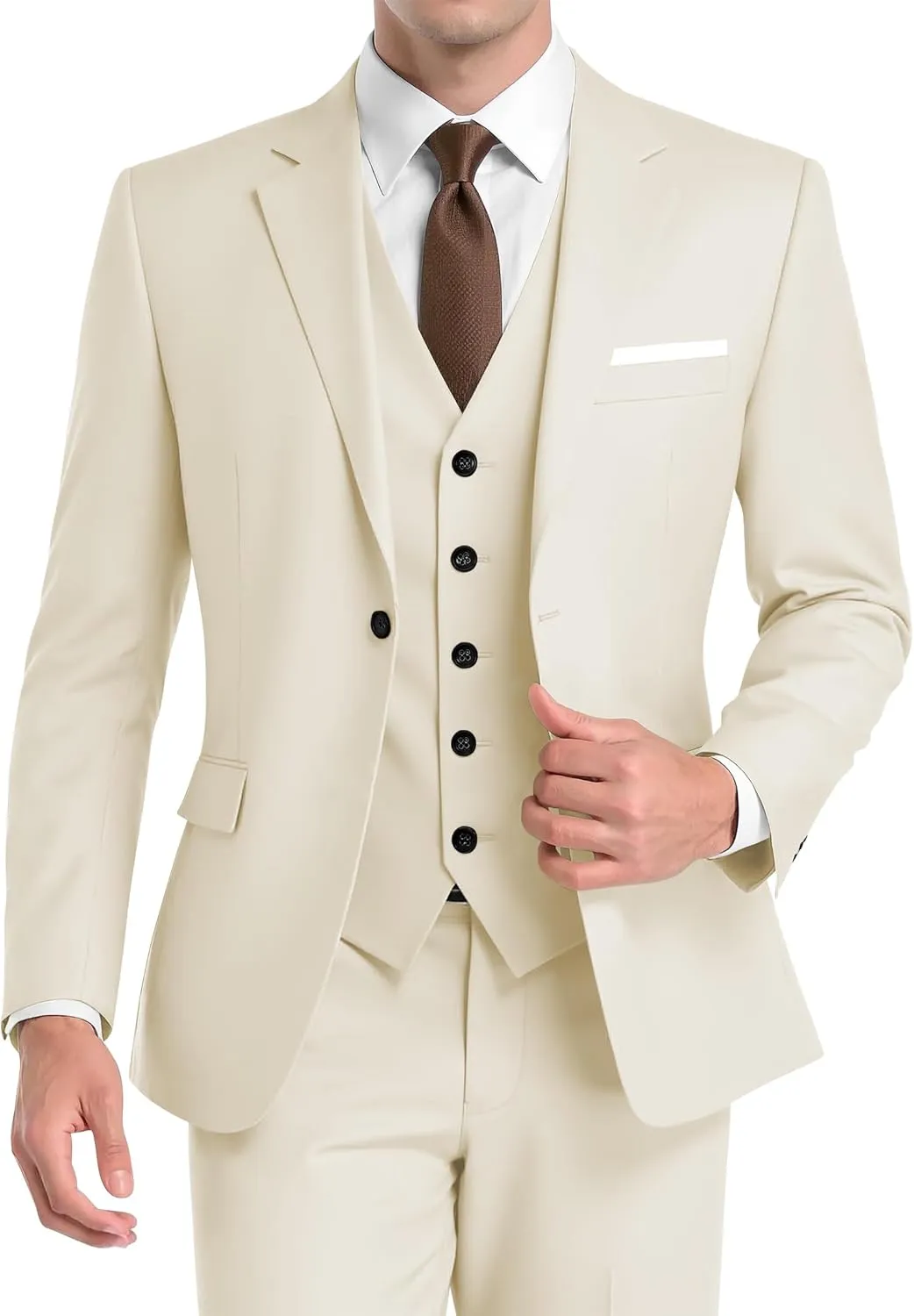 Men's Suit 3 Piece Slim Fit Suits for Men Jacket Vest Pants Suit for Wedding Prom Dinner Party