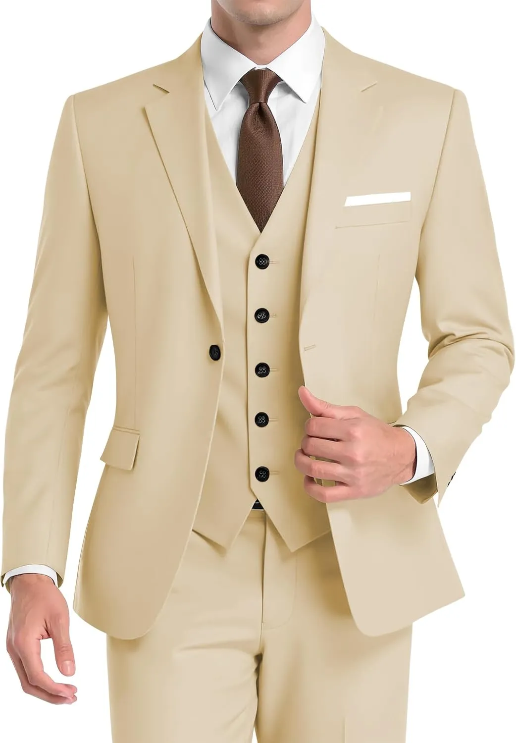 Men's Suit 3 Piece Slim Fit Suits for Men Jacket Vest Pants Suit for Wedding Prom Dinner Party