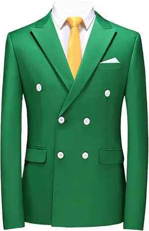 Men's Suit Double-Breasted Sports Coat Business Notch Lapel Jackets Wedding Blazer Regular Fit Dinner Jacket