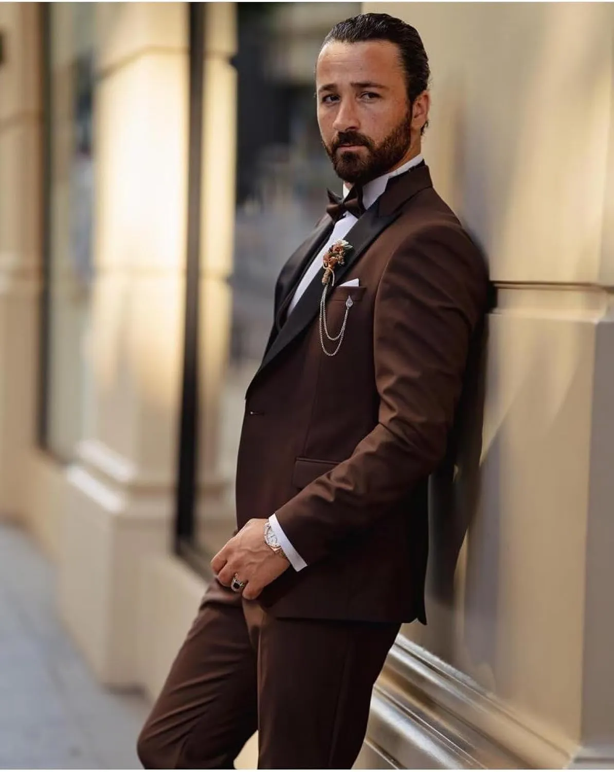 Mens Tuxedo Suit 3 Piece Slim Fit Double Breasted Suit Men Wedding Prom Party Dinner Tuxedo with Tie