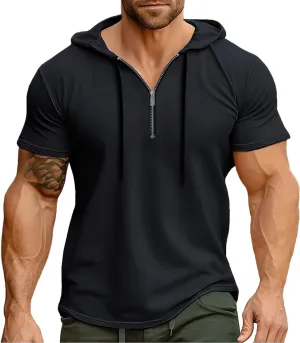 Men's Workout Hooded Tank Tops Sleeveless Hoodies Gym Workout Training Tees Bodybuilding Muscle Cut Off T-Shirts Work Jackets for Women with Pockets(Black,3X-Large)