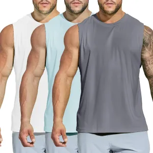 MIER Men's Workout Tank Tops UPF 50  Swim Shirts Quick Dry Running Sleeveless UV Protection Muscle Tees
