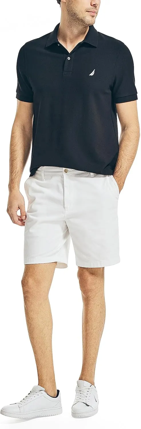 Nautica Men's Classic Short Sleeve Solid Performance Deck Polo Shirt