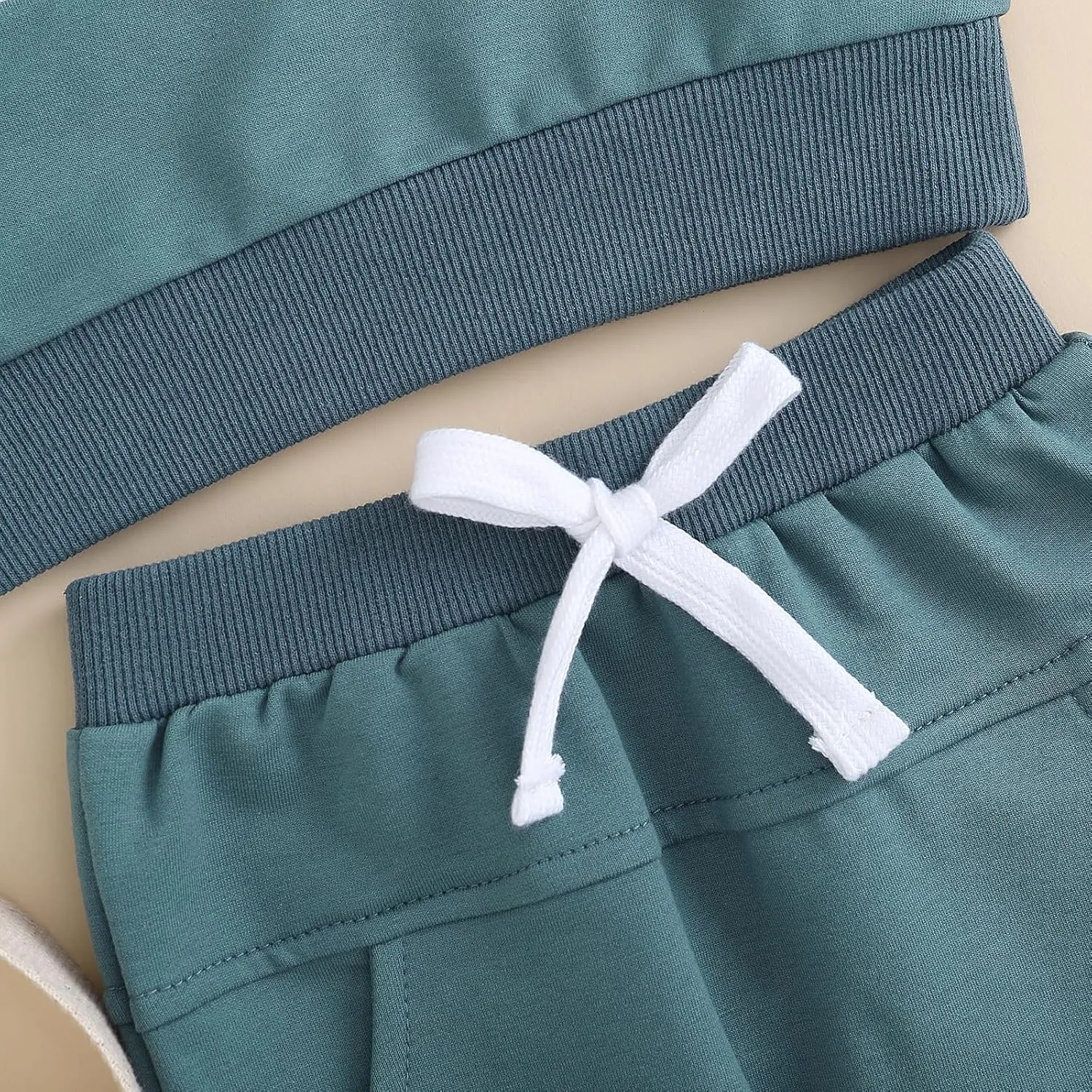 Newborn Baby Boy Girl Clothes Gender Neutral Sweatsuit Unisex Solid Outfit Long Sleeve Warm Pullover Pant Set