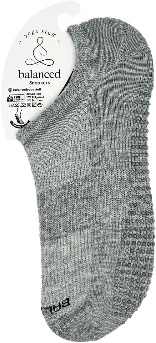 Non-Slip Grip Athletic Low Cut Socks, Gray, Cushioned Performance No Show Unisex