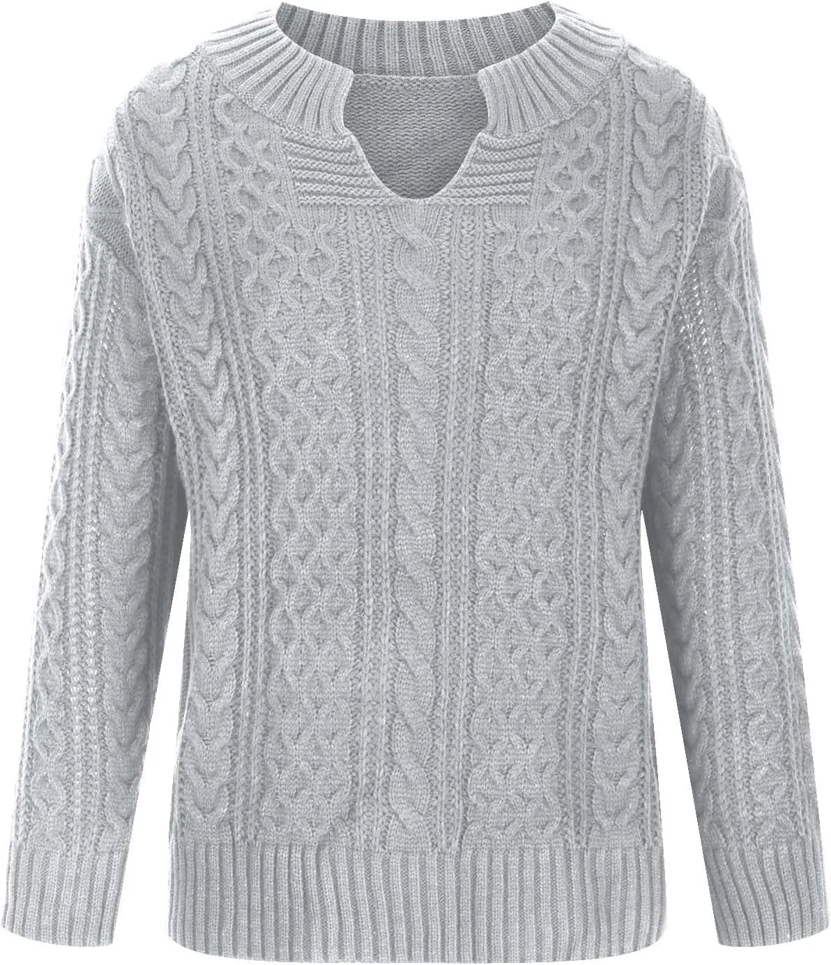 Oversized Sweaters for Women Lightweight Long Sleeve V Neck Cable Knit Sweater Loose Casual Plus Size Pullover Tops