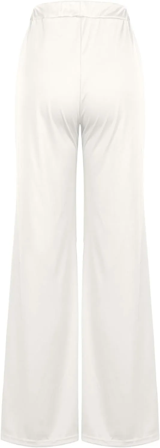 Palazzo Pants for Women Summer Lounge High Waist Trousers Wide Leg Loose Flowy Flare Pant Solid Comfy Pockets Pants