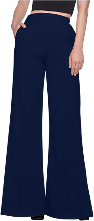 Palazzo Pants for Women Summer Lounge High Waist Trousers Wide Leg Loose Flowy Flare Pant Solid Comfy Pockets Pants