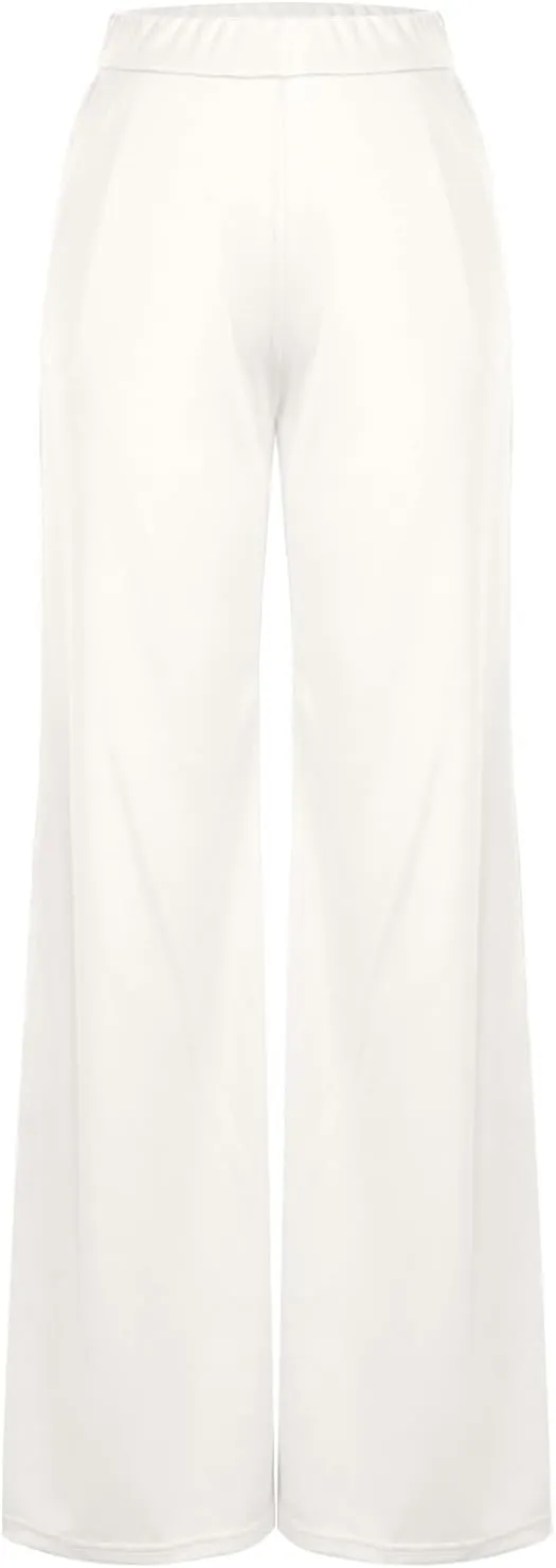 Palazzo Pants for Women Summer Lounge High Waist Trousers Wide Leg Loose Flowy Flare Pant Solid Comfy Pockets Pants