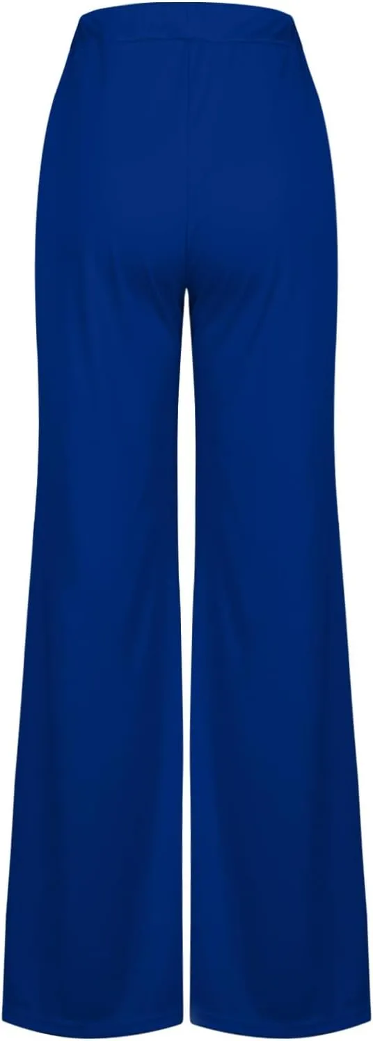 Palazzo Pants for Women Summer Lounge High Waist Trousers Wide Leg Loose Flowy Flare Pant Solid Comfy Pockets Pants