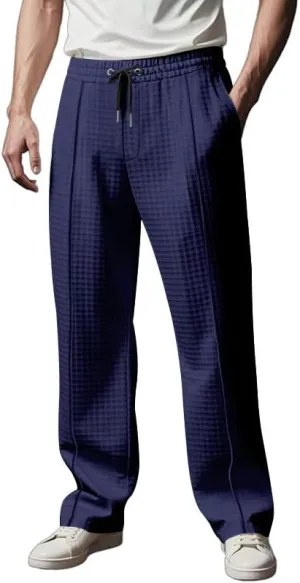 Pants for Men Relaxed Fit Elastic Drawstring Waist Straight Leg Pant Casual Lightweight Outdoor Beach Sporty Trousers